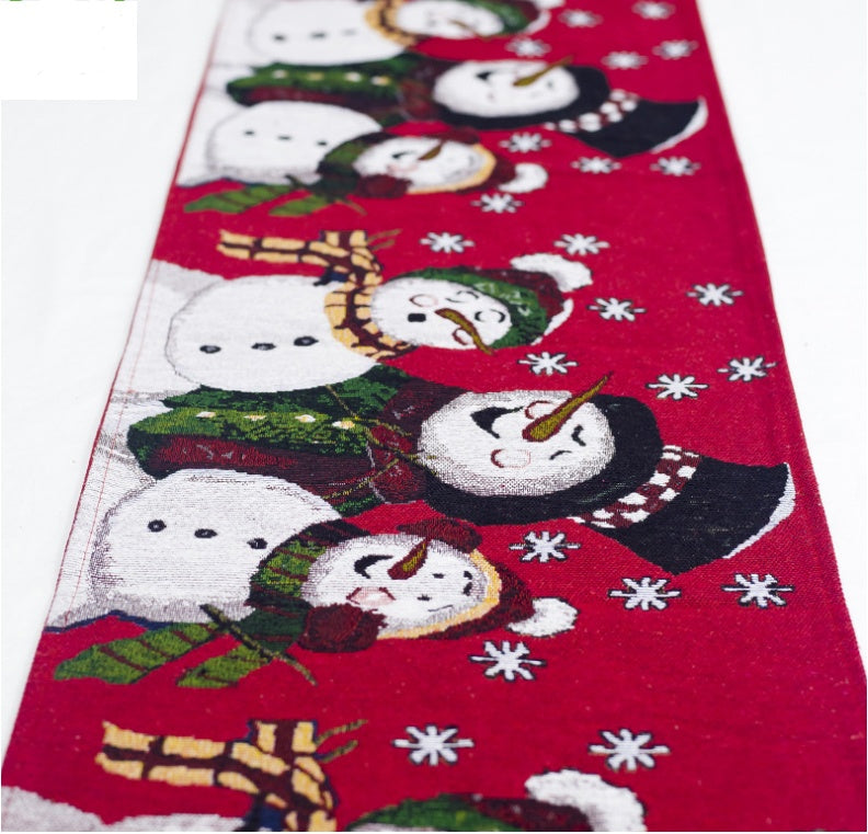 Christmas Elk Snowman Table Runner Merry X-Mas