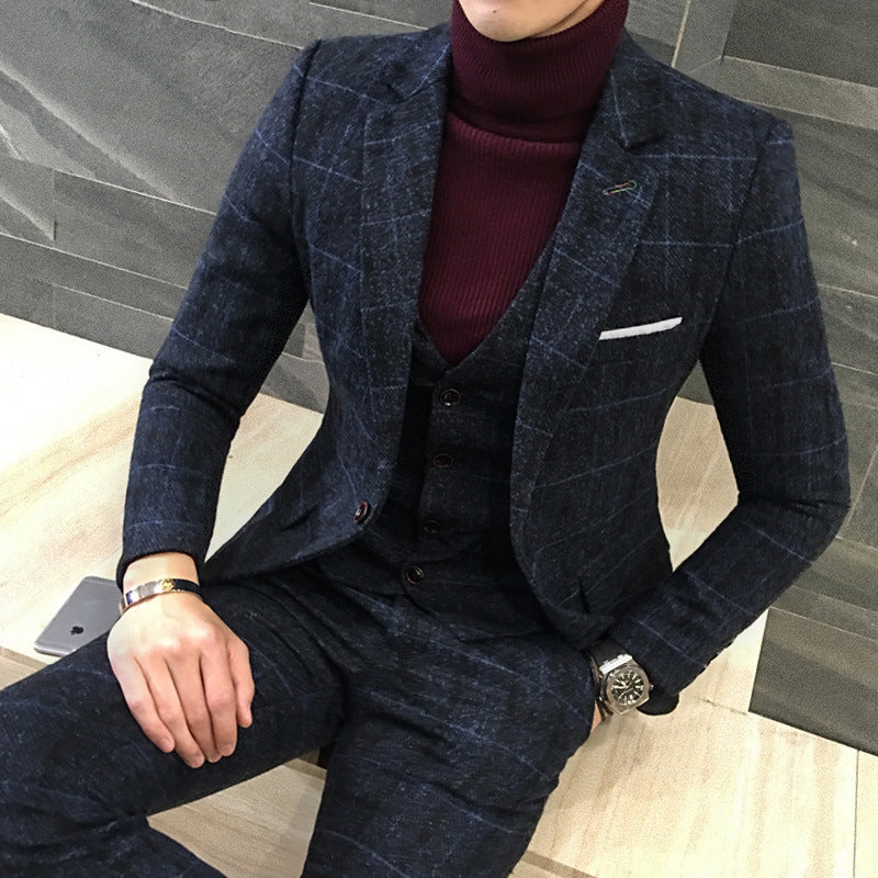 Thick Slim Fit Plaid Suits