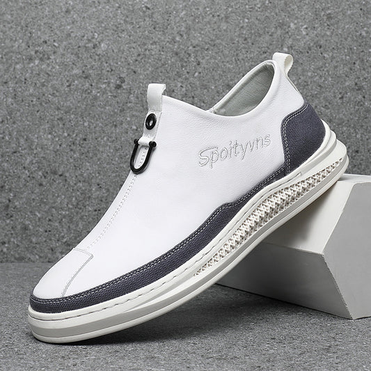 New Mens Leather Casual Shoes White Tennis Footwear For Men