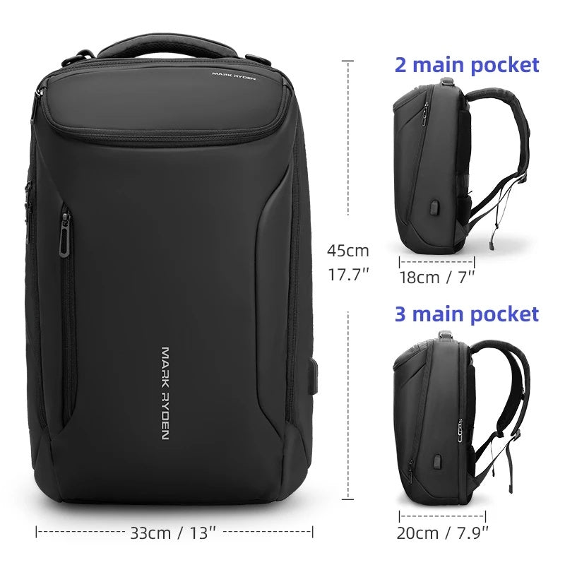 Anti-thief Fashion Men Backpack Multifunctional Waterproof Laptop Bag USB Charging Travel Bag