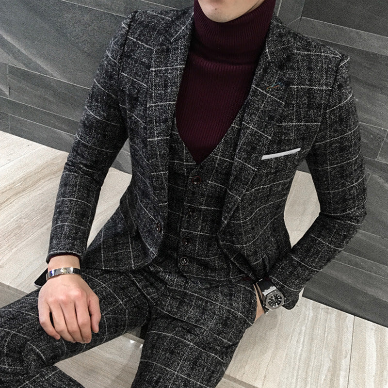 Thick Slim Fit Plaid Suits