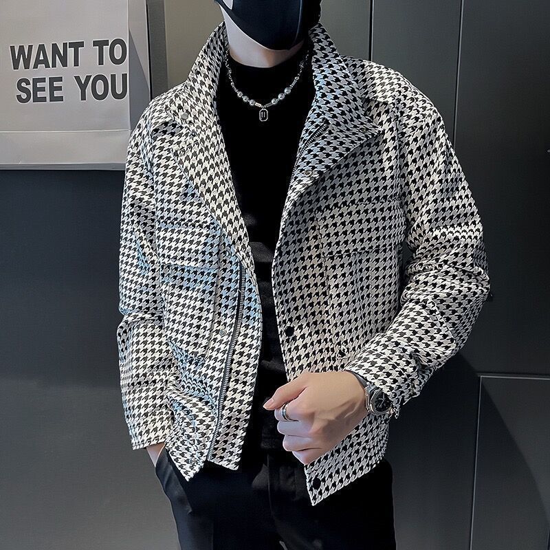 British Style Men's Houndstooth Coat Men's High-grade Short Jacket Autumn And Winter