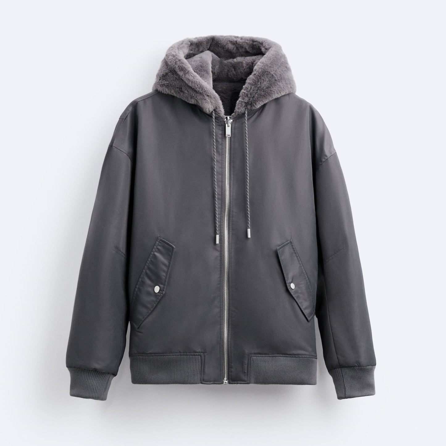 Casual Men's Thick Warm Hooded Double-sided Pilot Jacket