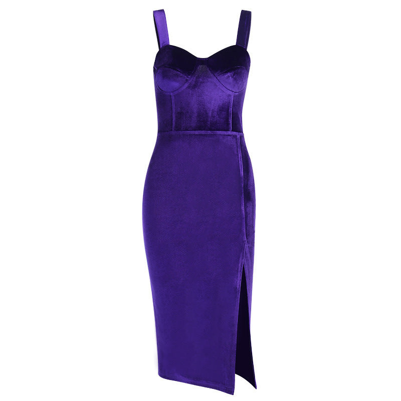 Suede dress with straps - Women