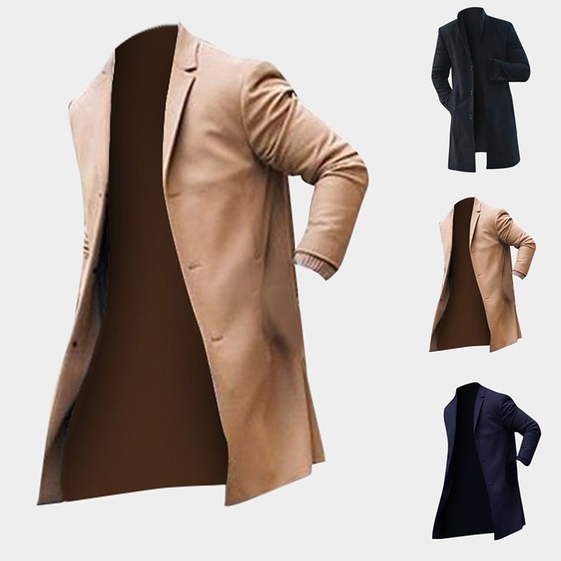 Fashion Winter Men's Trench Long Jackets Coats Overcoat Classic Jackets