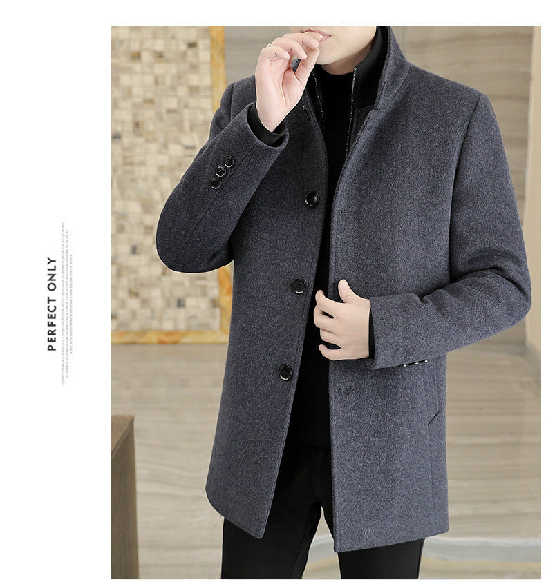 Winter Mid-length Men's Thickened Woolen Coat