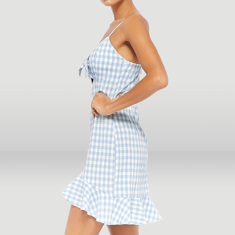 Summer Check dress with straps - Women