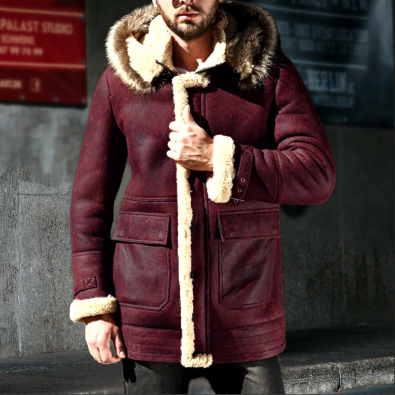 European And American Winter New Leather And Fur Men's Coat