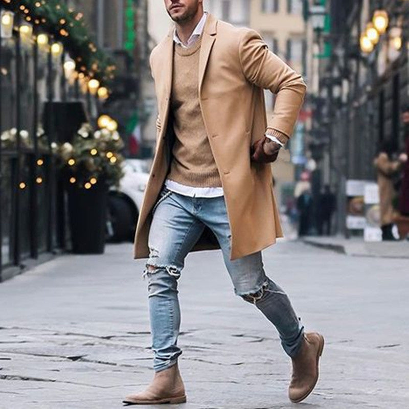 Fashion Winter Men's Trench Long Jackets Coats Overcoat Classic Jackets