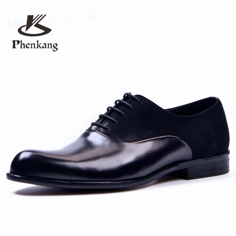 New collection Phenkang  Genuine Leather Oxford Shoes For Men Italian 2020 Dress Shoes Wedding Laces Leather Business Shoes FREE - SHIPPING