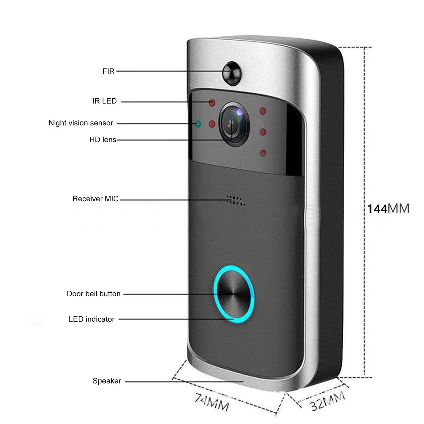 New Generation V5 Video Door Bell Wifi Wireless Doorbell 1080P Voice Intercom Smart Camera Motion Detection Waterproof Home Security Door Phone