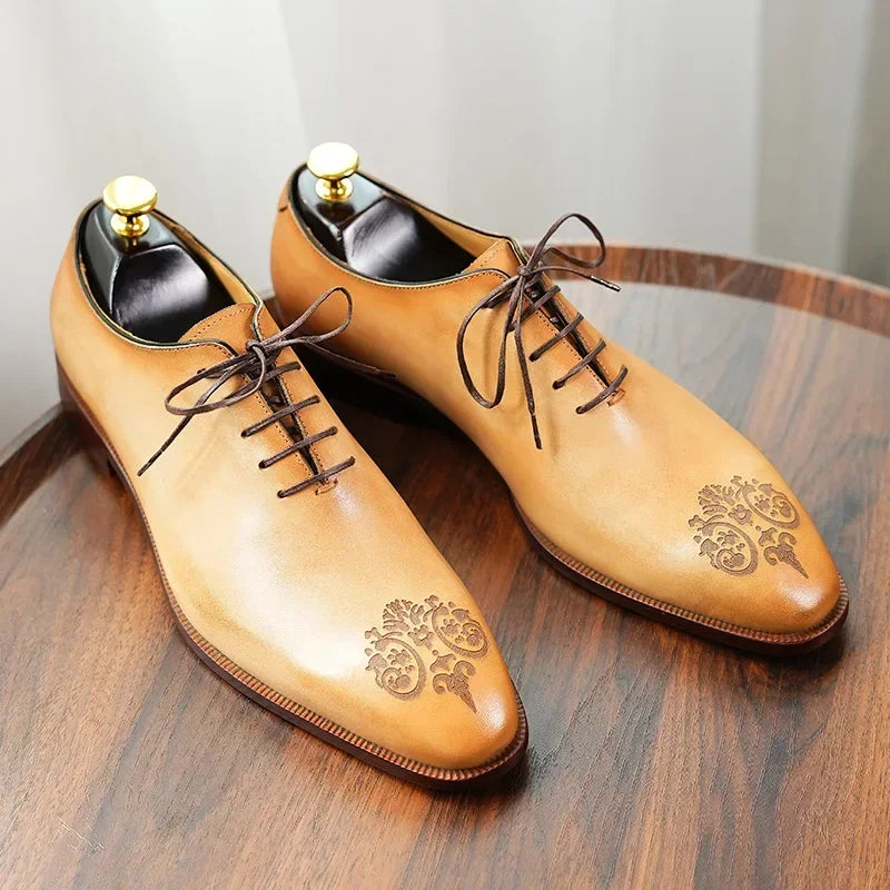 Italian Luxury Mens Shoes Genuine Cow Leather Handmade Brand Quality New Elegant Wedding Social Business Oxfords Shoes Man Free Shipping