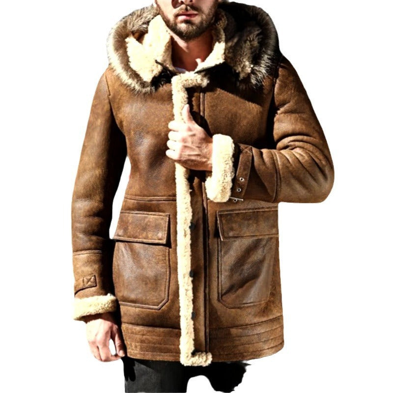 European And American Winter New Leather And Fur Men's Coat