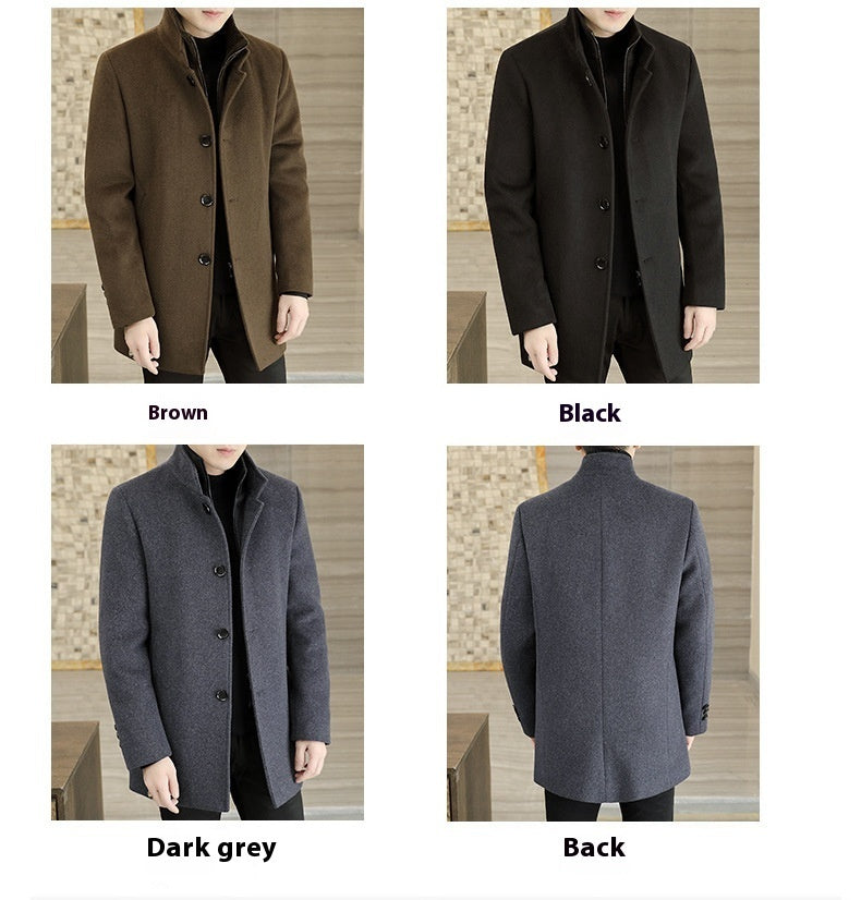 Winter Mid-length Men's Thickened Woolen Coat