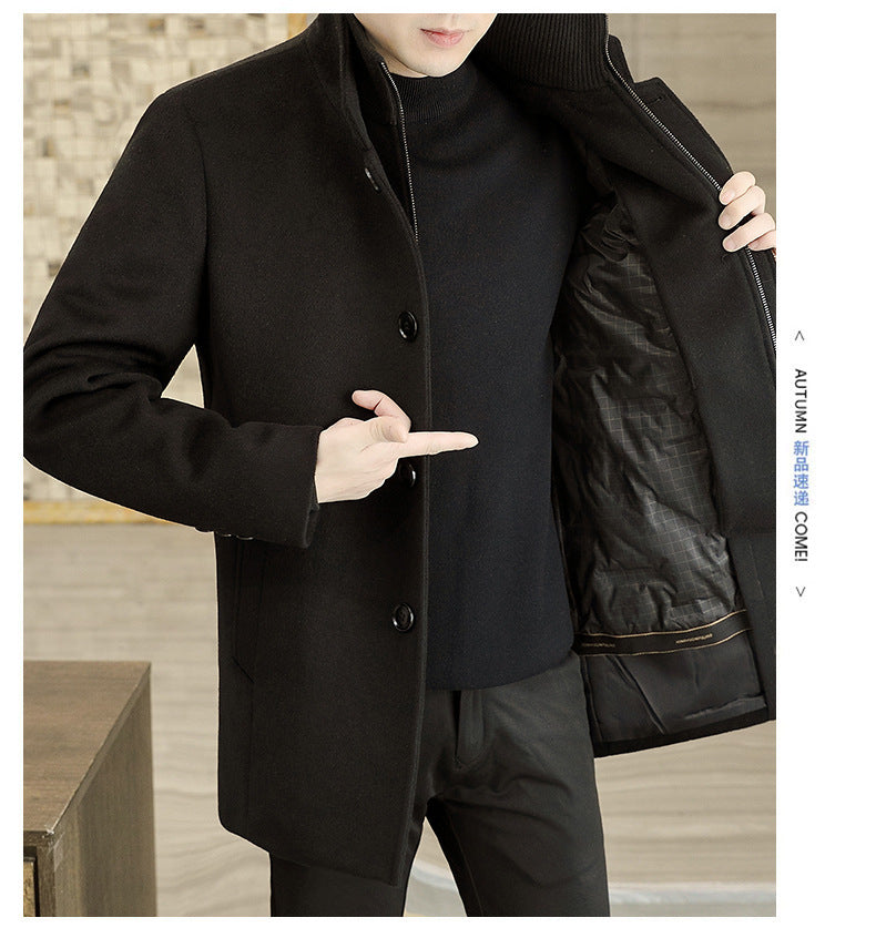 Winter Mid-length Men's Thickened Woolen Coat