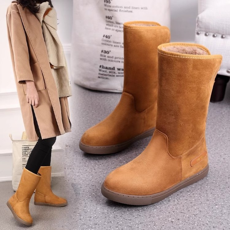 Fleece Lined Padded Warm Keeping Flat Bottom Cotton Boots