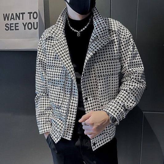 British Style Men's Houndstooth Coat Men's High-grade Short Jacket Autumn And Winter